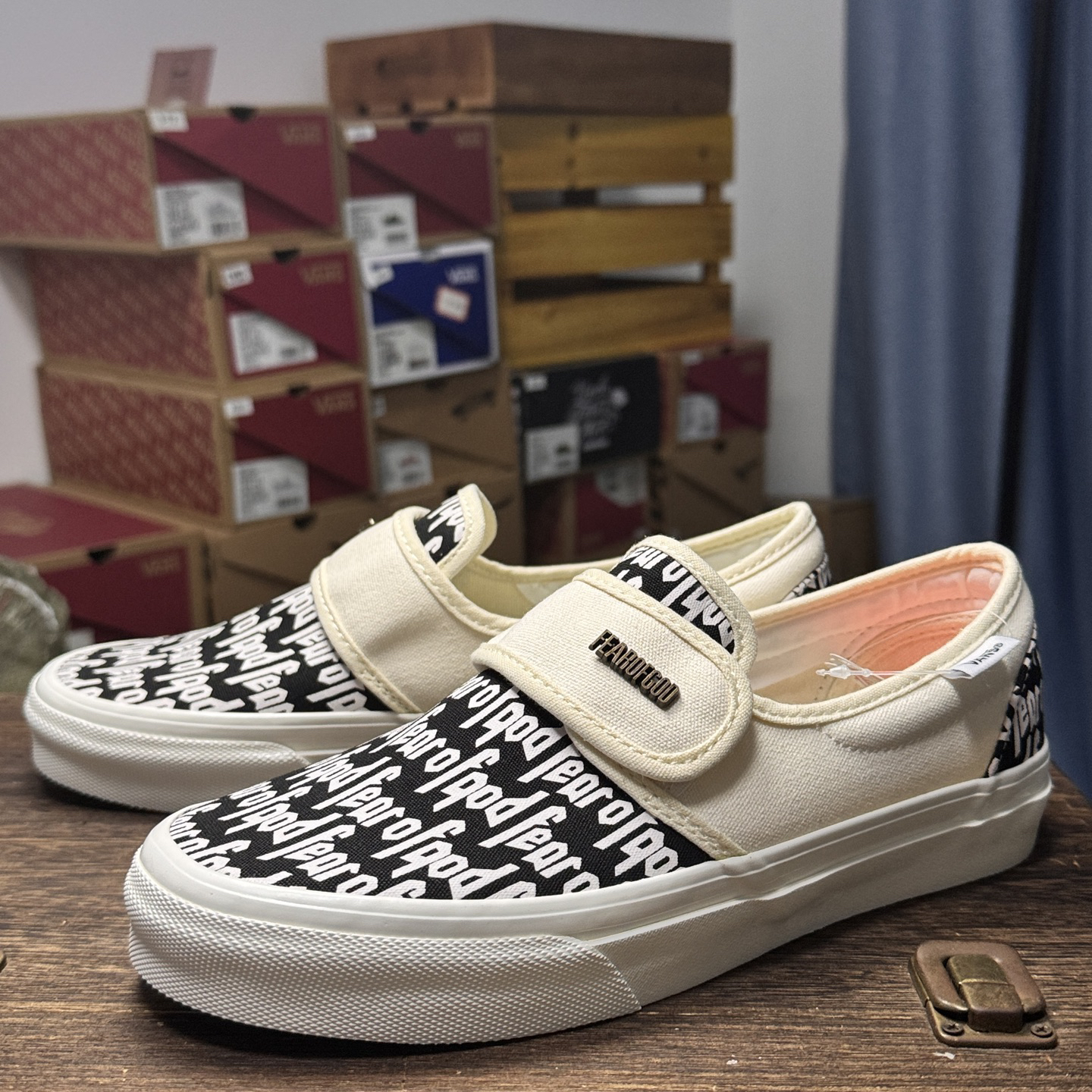 Vans Slip-On x FOG Hook-and-Loop Sneakers Black/White