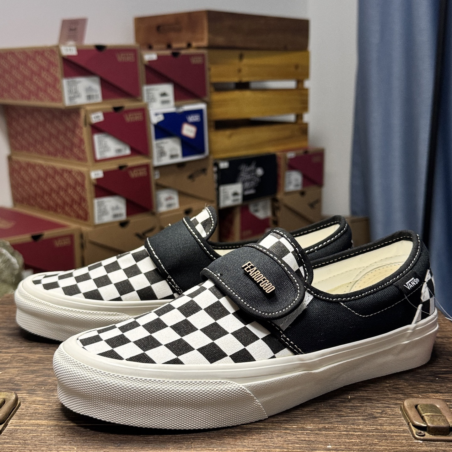 Vans Slip-On x FOG Checkerboard Shoes Black/White