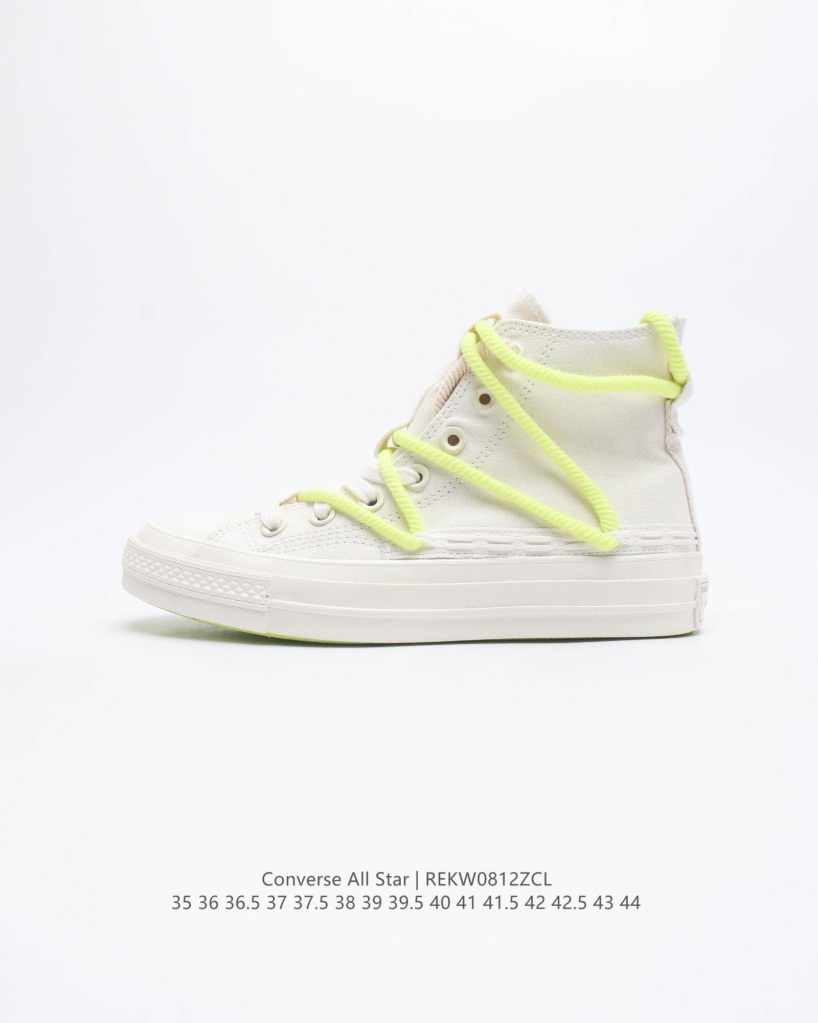 Converse All Star Deconstructed High-Top Canvas Sneakers White/Neon Yellow