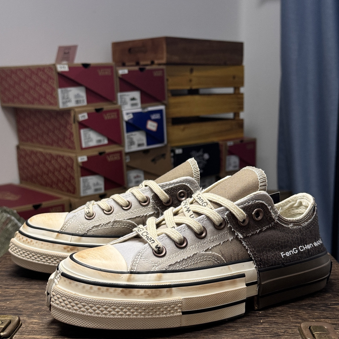 Converse x Feng Chen Wang Deconstructed Canvas Sneakers Brown