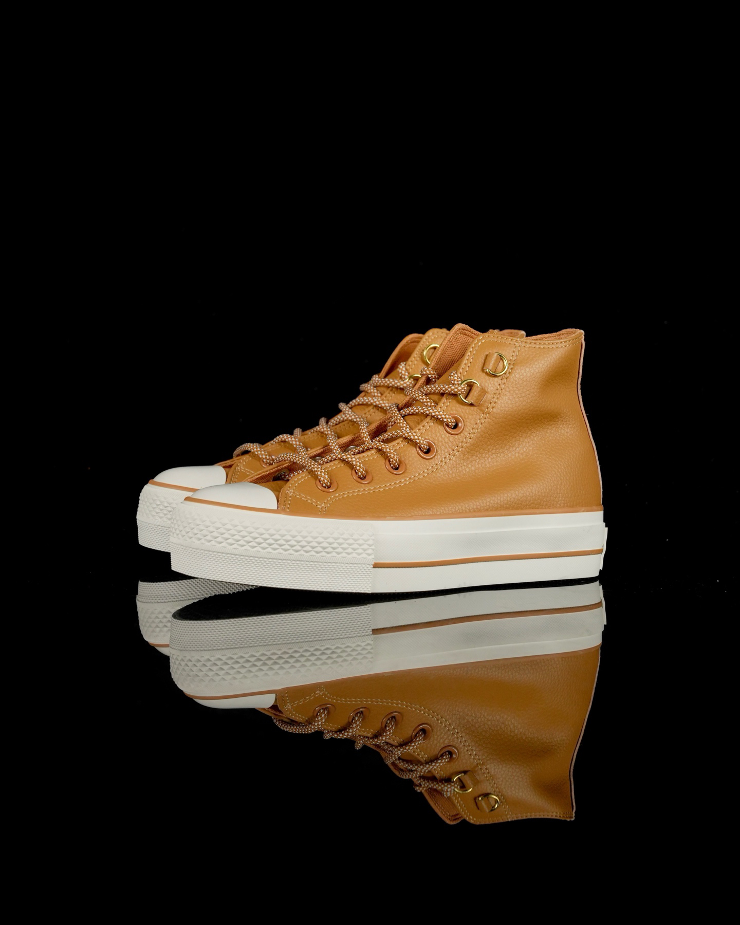Converse All Star Lift Leather Platform Sneakers Brown