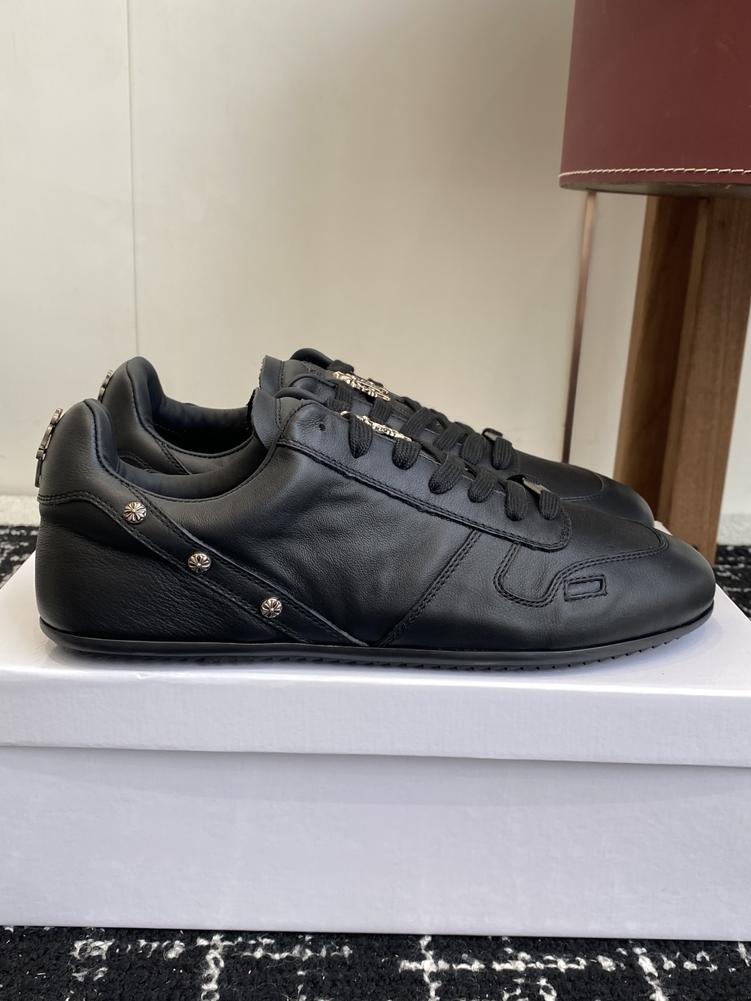 Rick Owens Leather Trainer Sneakers Black
