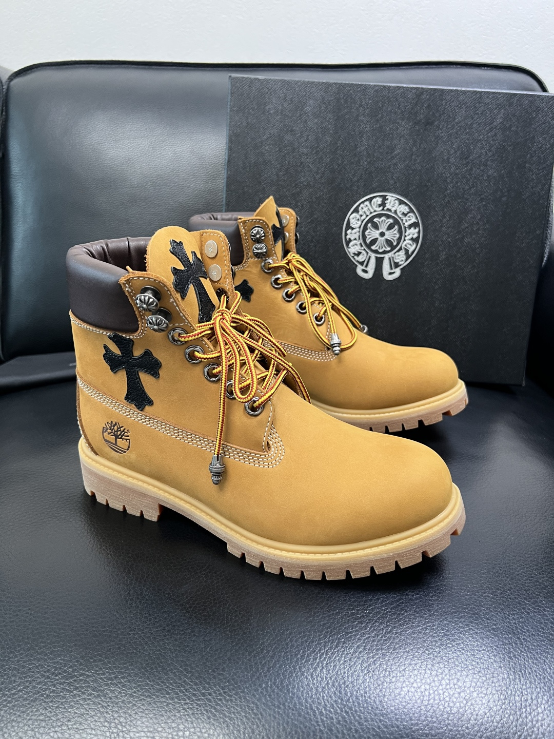 Chrome Heart x Timberland Leather Boots Wheat