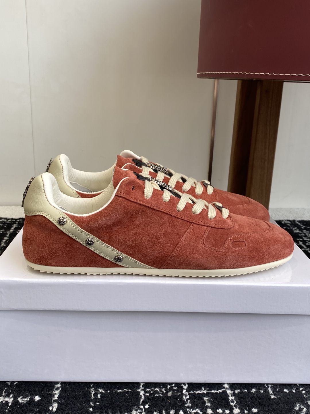 Rick Owens Suede Low Sneaker Red