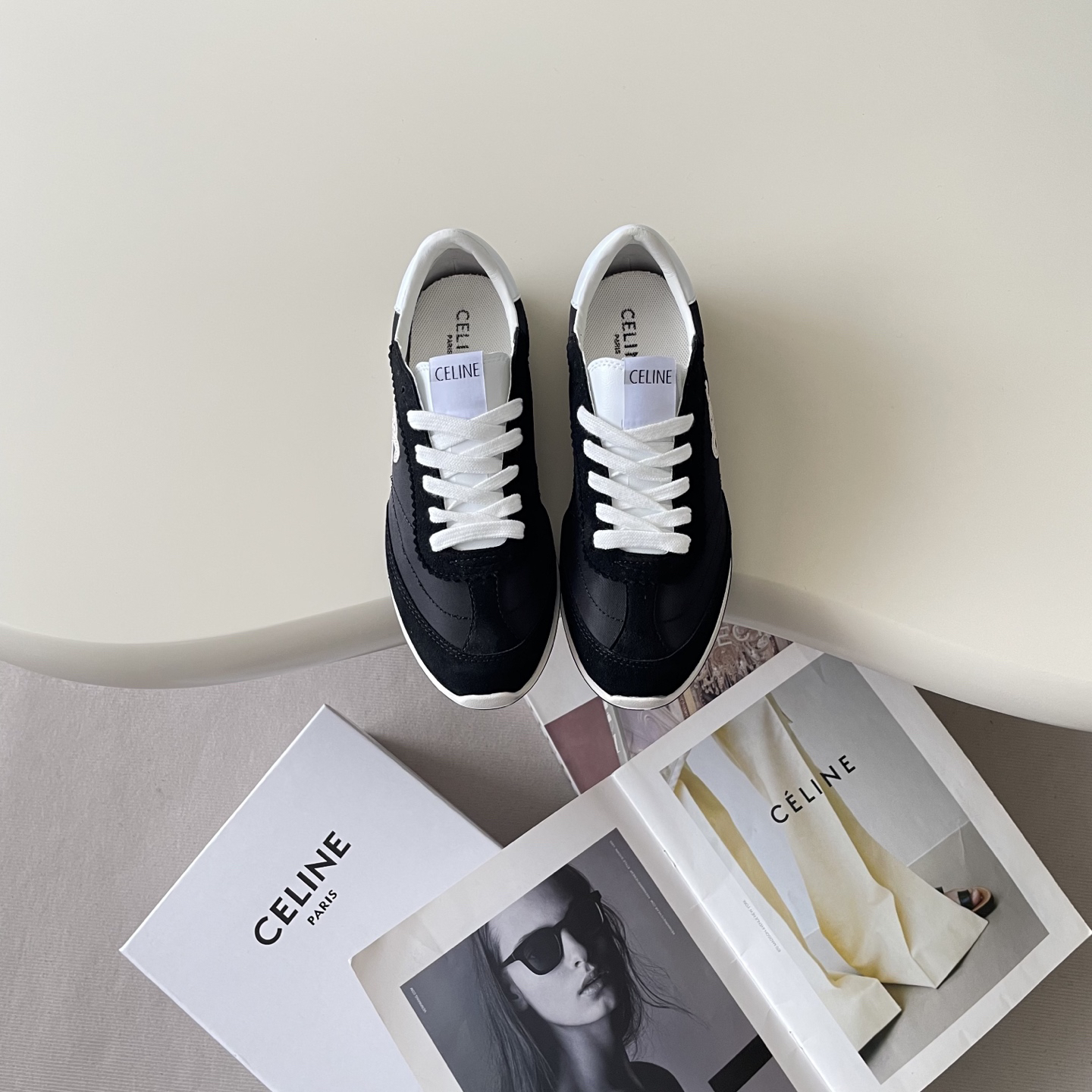 Celine Racer Retro Trainer Black/White