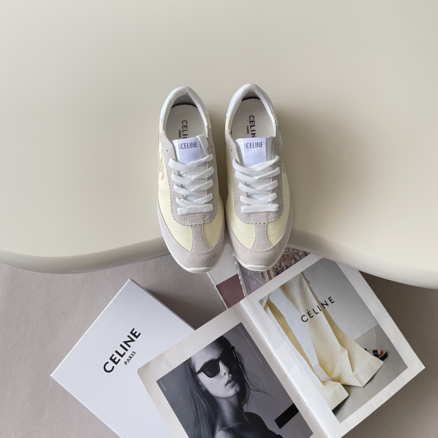 Celine Racer Trainer Sneaker Cream