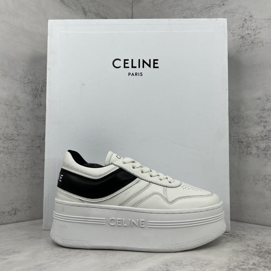 Celine Triomphe Platform Sneakers White/Black