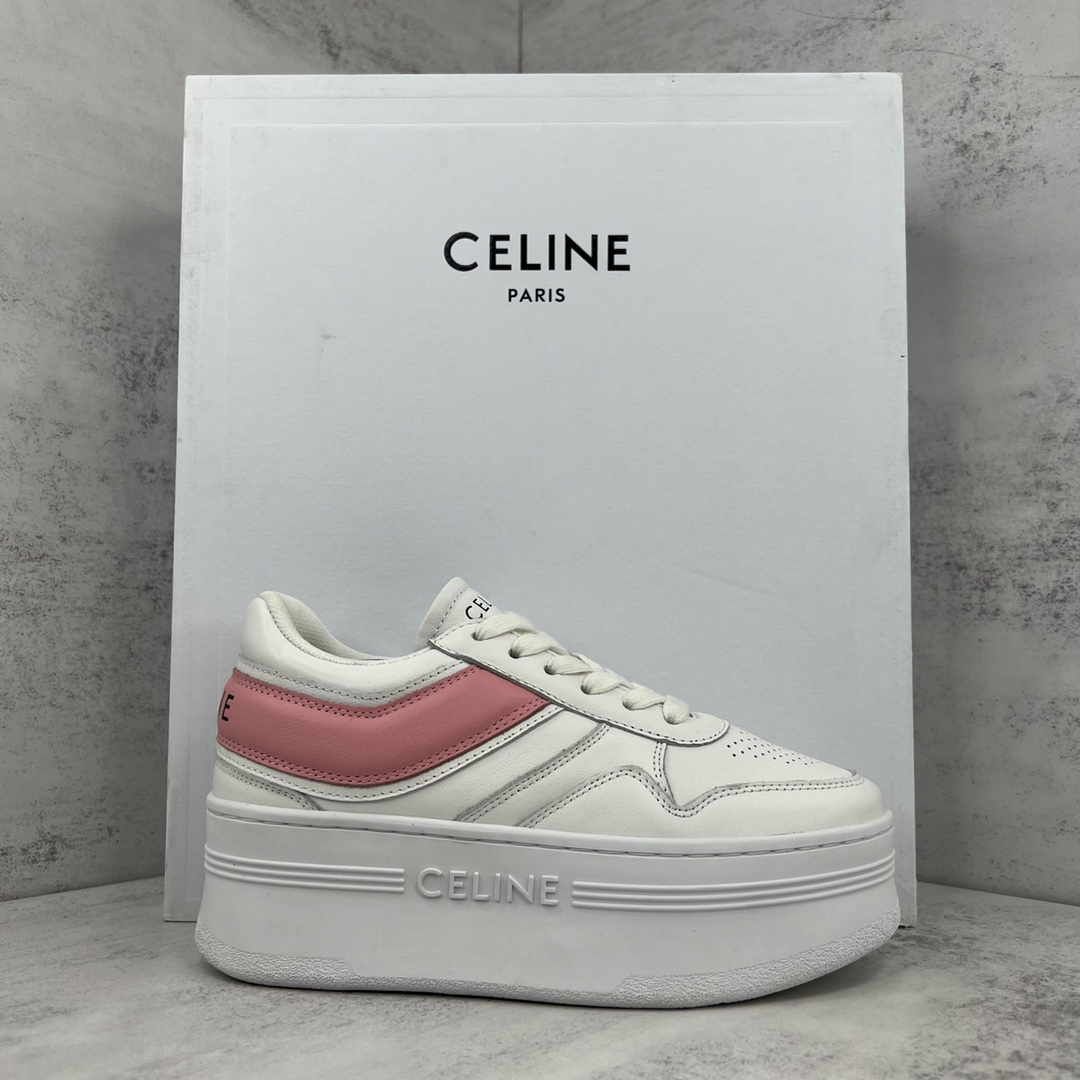 Celine Triomphe Platform Sneakers White/Pink