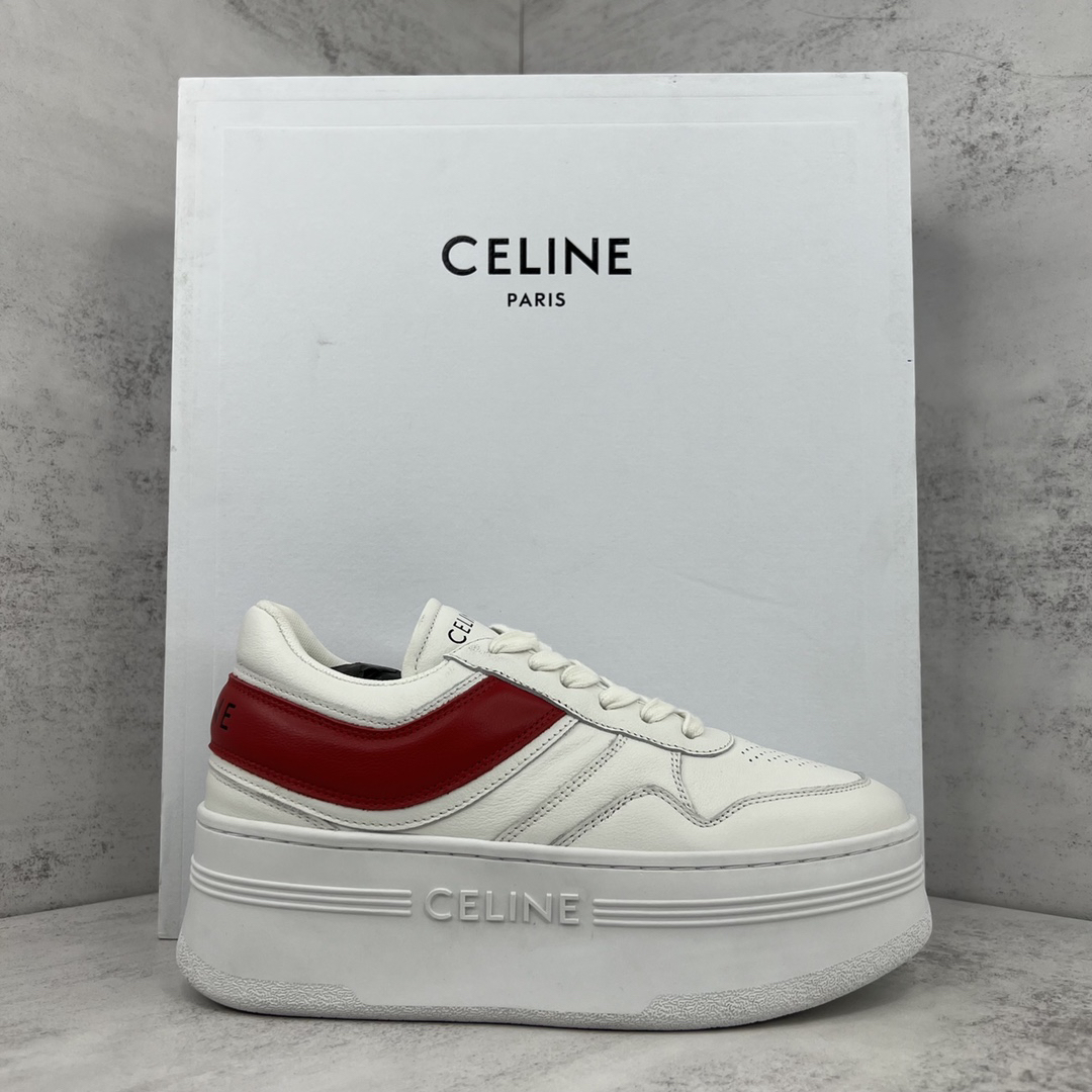 Celine Triomphe Platform Sneakers White/Red