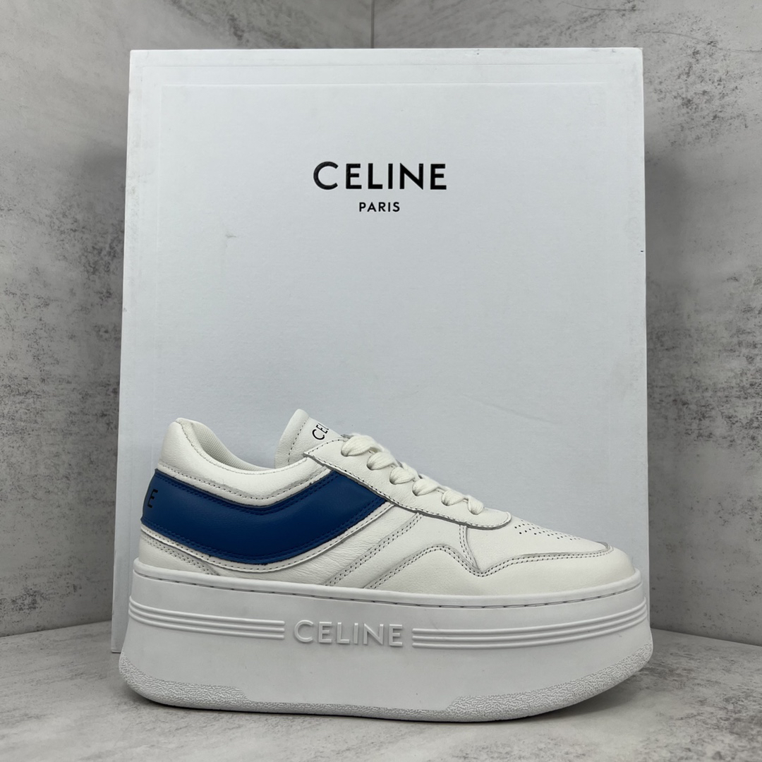 Celine Triomphe Platform Sneakers White/Blue