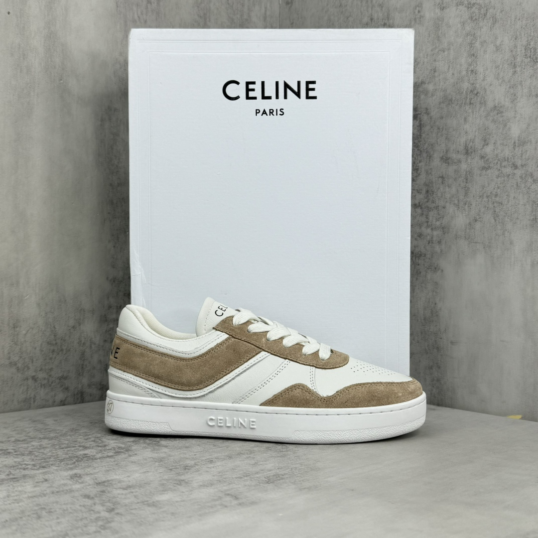 Celine Trainer Skate Sneakers White/Tan