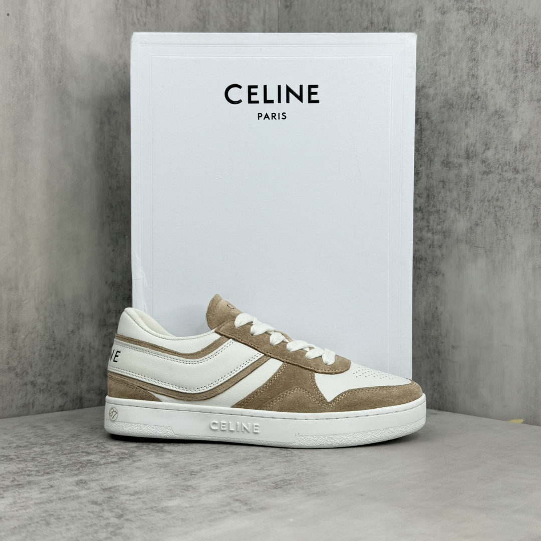 Celine Trainer Skate Sneakers White/Tan