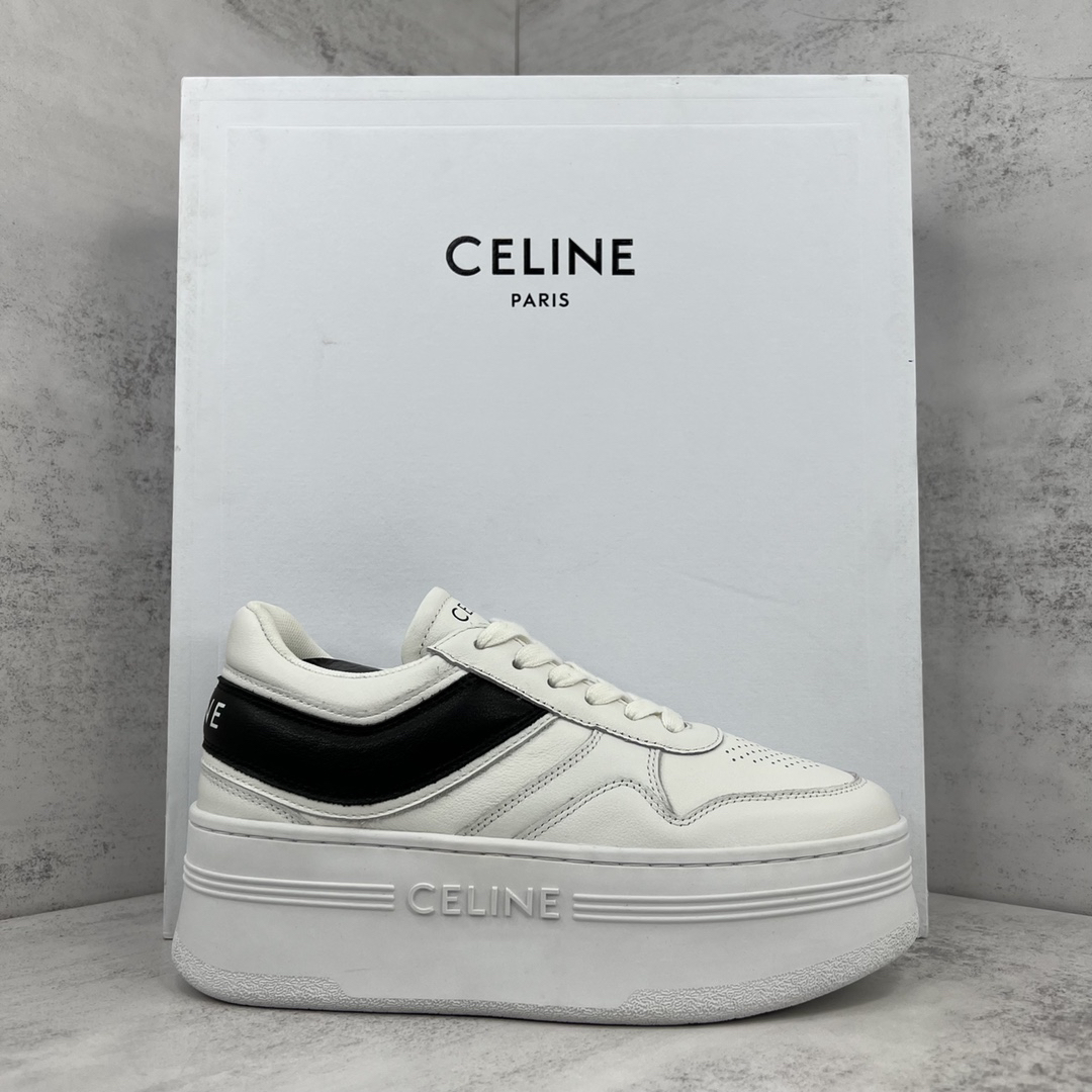 Celine Triomphe Platform Sneakers White/Black