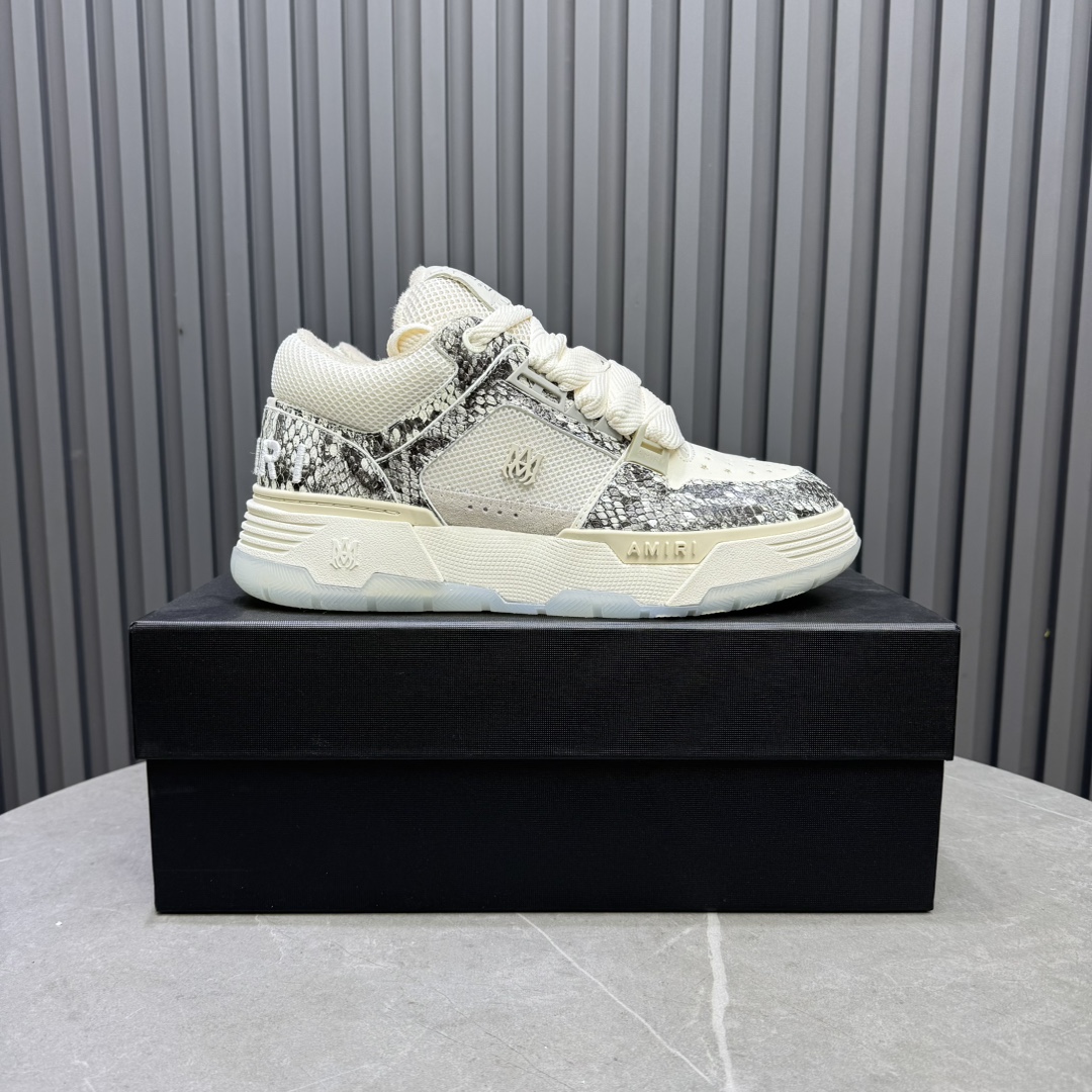 Amiri Snake-Print Low Sneakers White/Grey