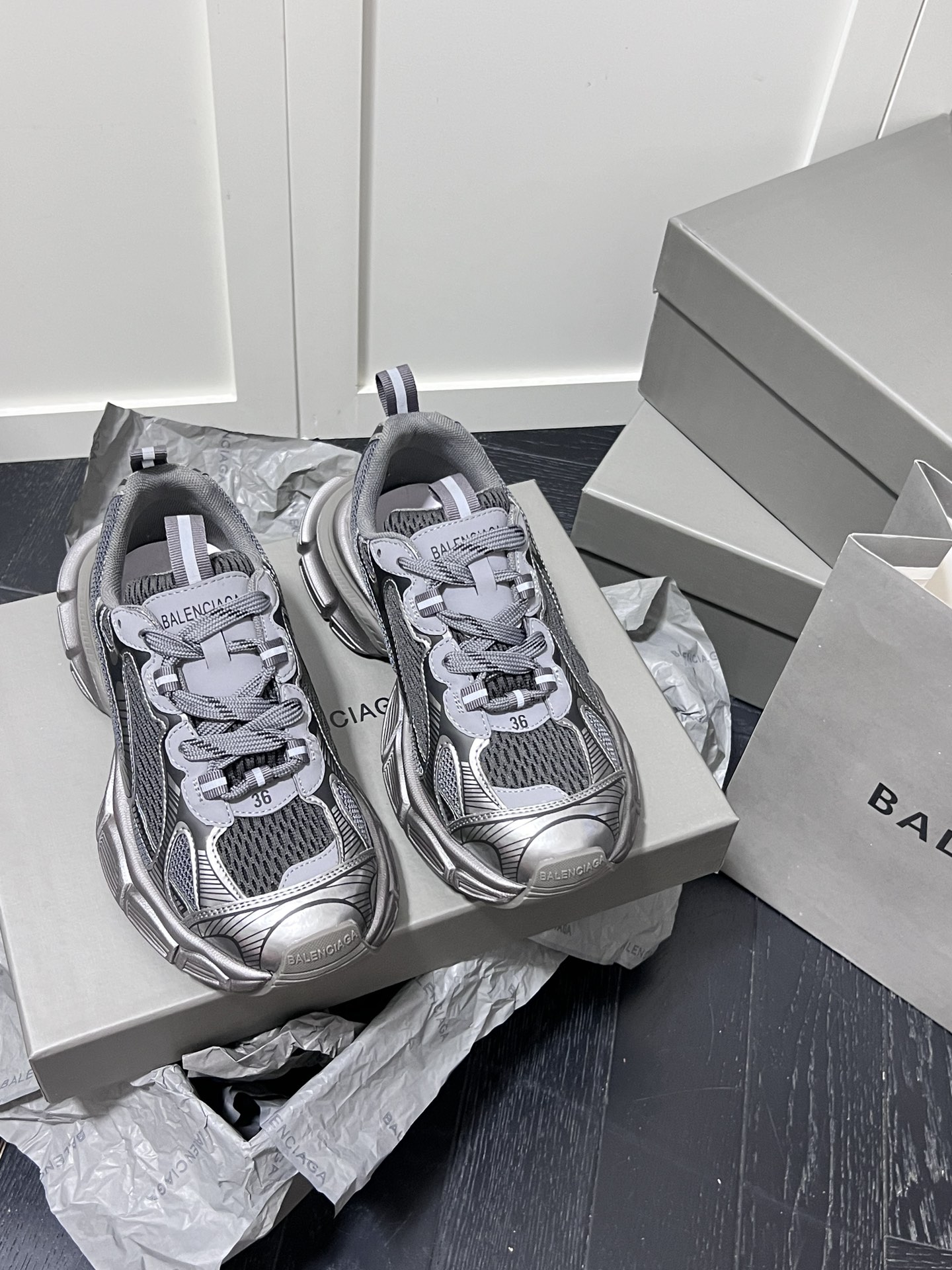 Balenciaga Chunky Dad Sneakers Silver