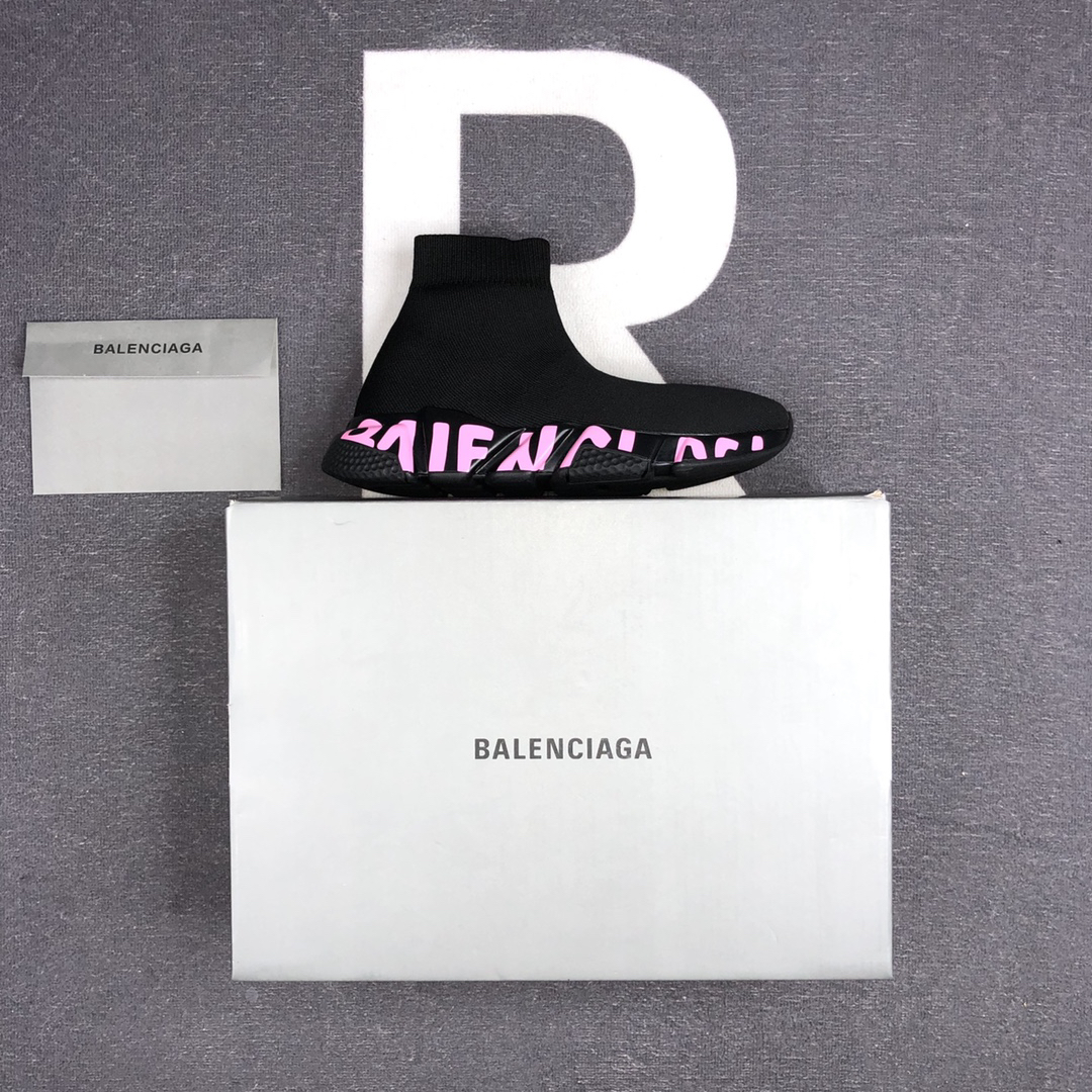 Balenciaga Speed Sock Sneakers Black/Pink