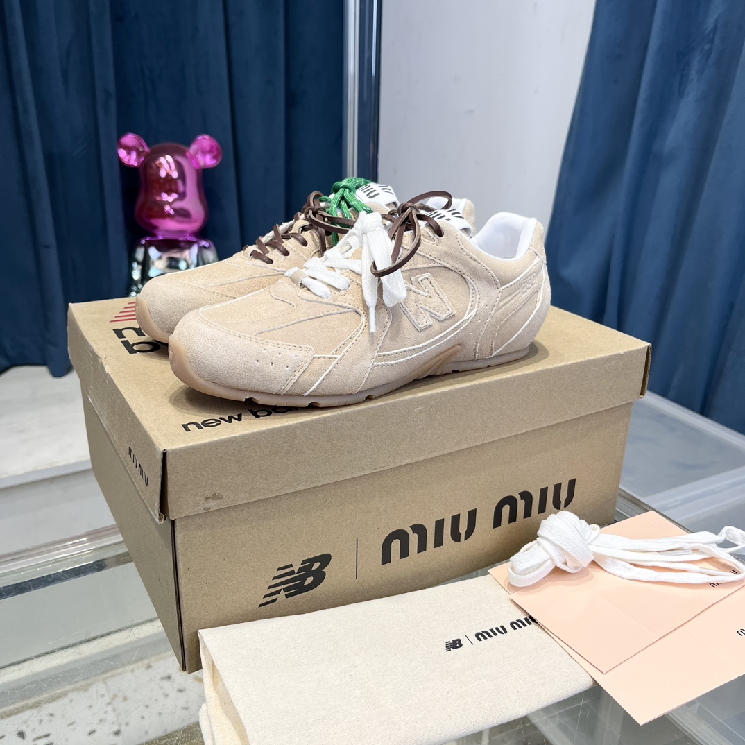 Miu Miu x New Balance 530 Suede Sneakers Beige