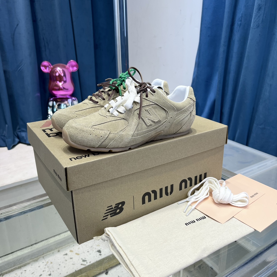 Miu Miu x New Balance 530 Suede Sneakers Beige