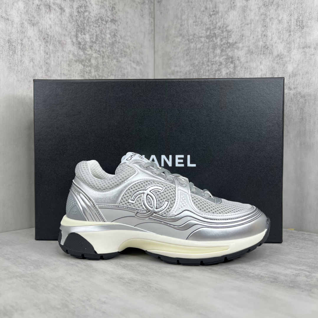 Chanel Mesh Runner Sneakers Silver
