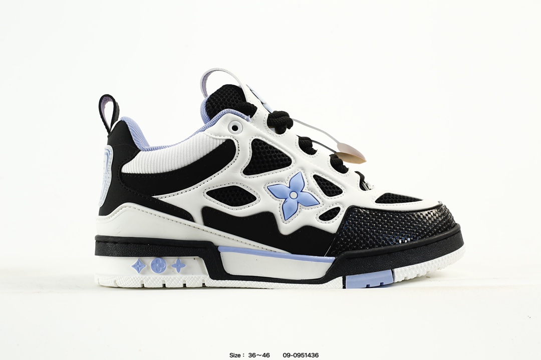 Louis Vuitton Trainer Low Sneaker Black White Blue