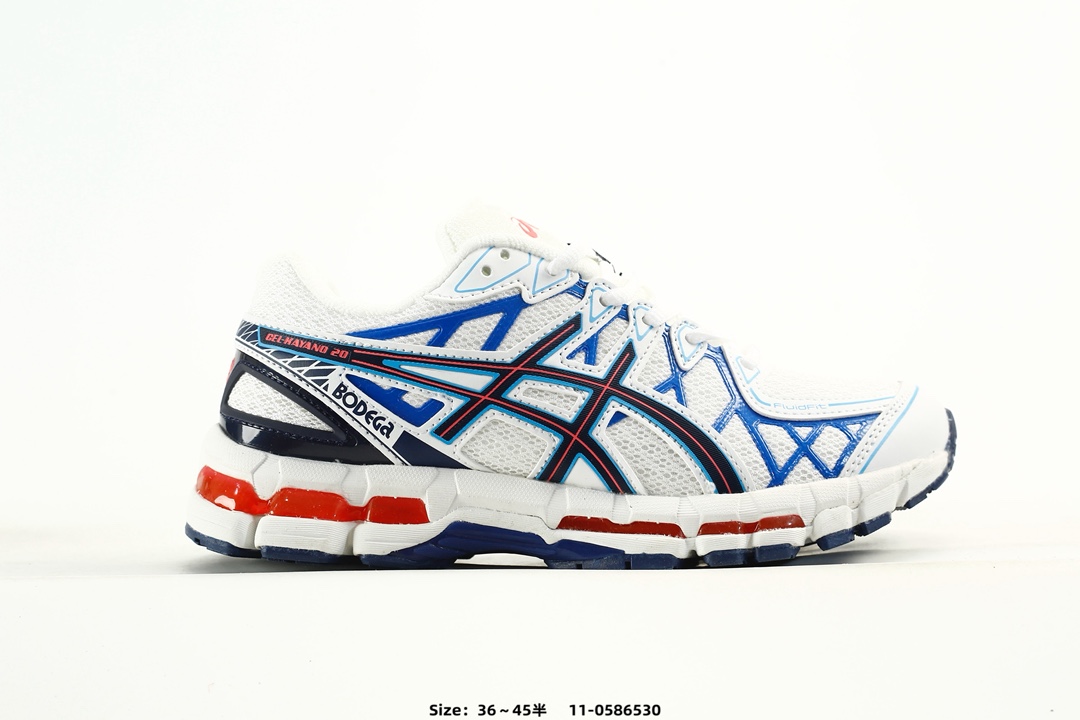 Asics Gel-Kayano 20 Low Top Running Shoes White Blue Red
