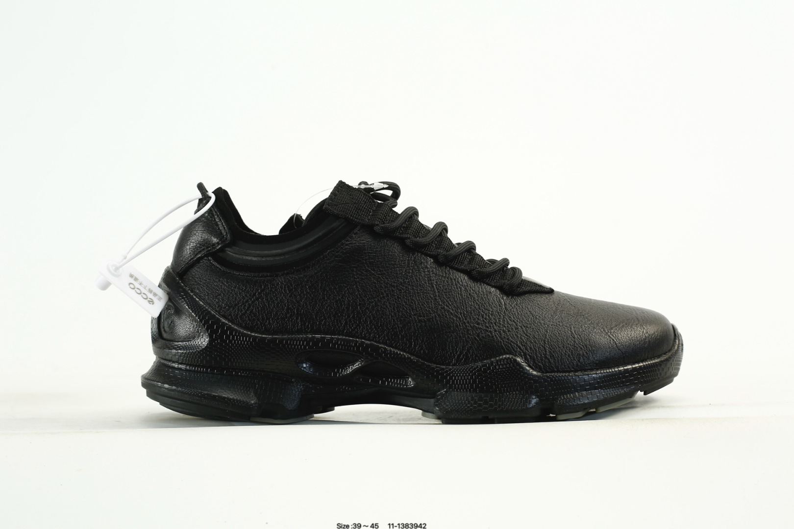 ECCO Breathable Leather Sneakers Black