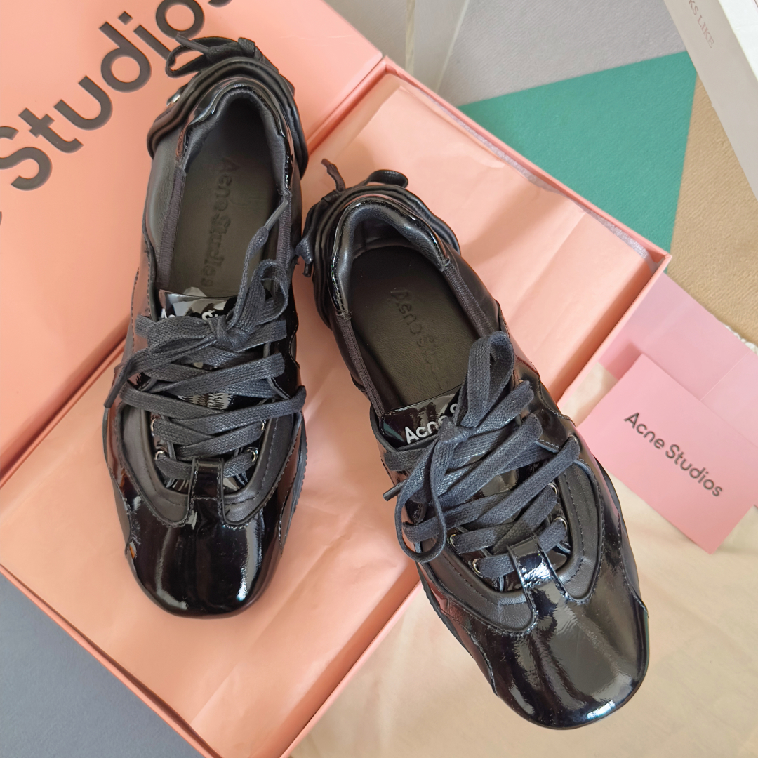 Acne Studios Lace-Up Ballet Sneakers Black