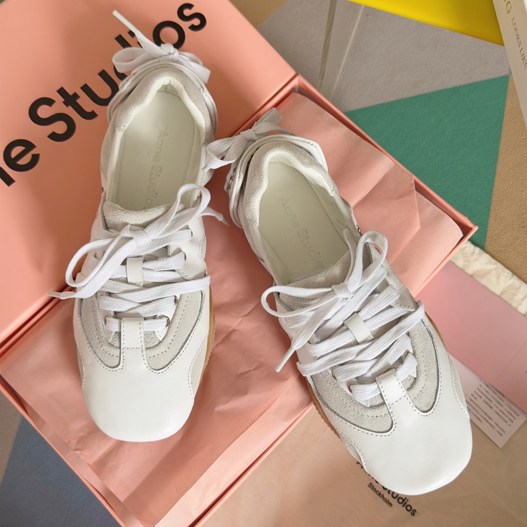 Acne Studios Lace-Up Ballet Sneakers White