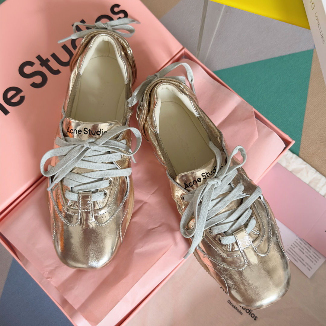 Acne Studios Lace-Up Ballet Sneakers Silver