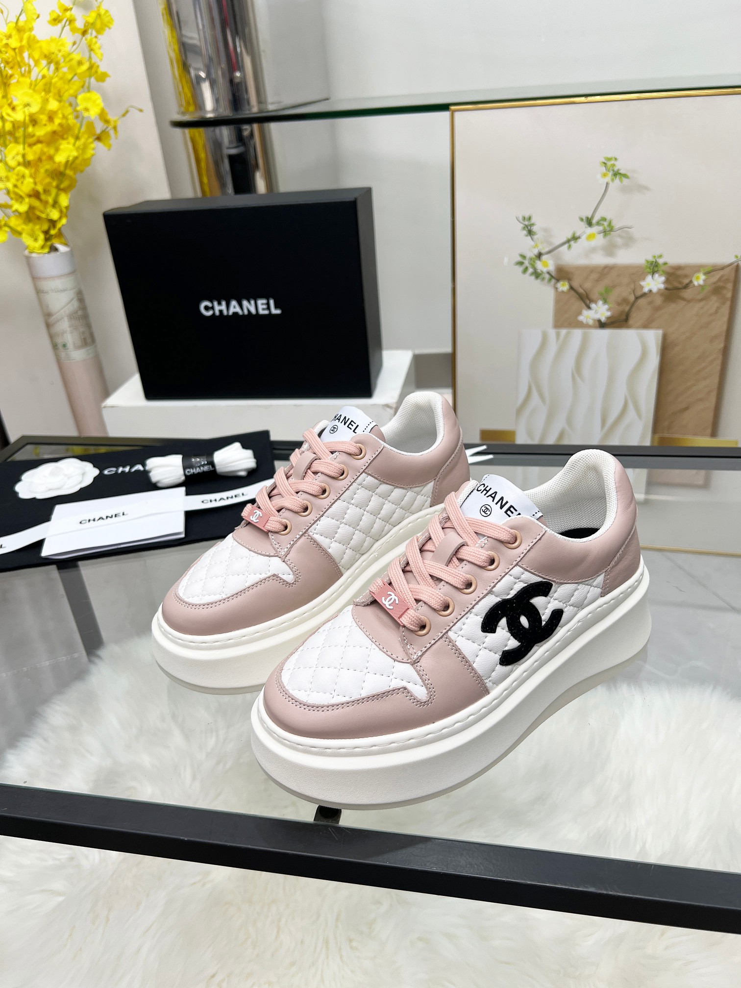 Chanel 25C Platform Sneakers Pink