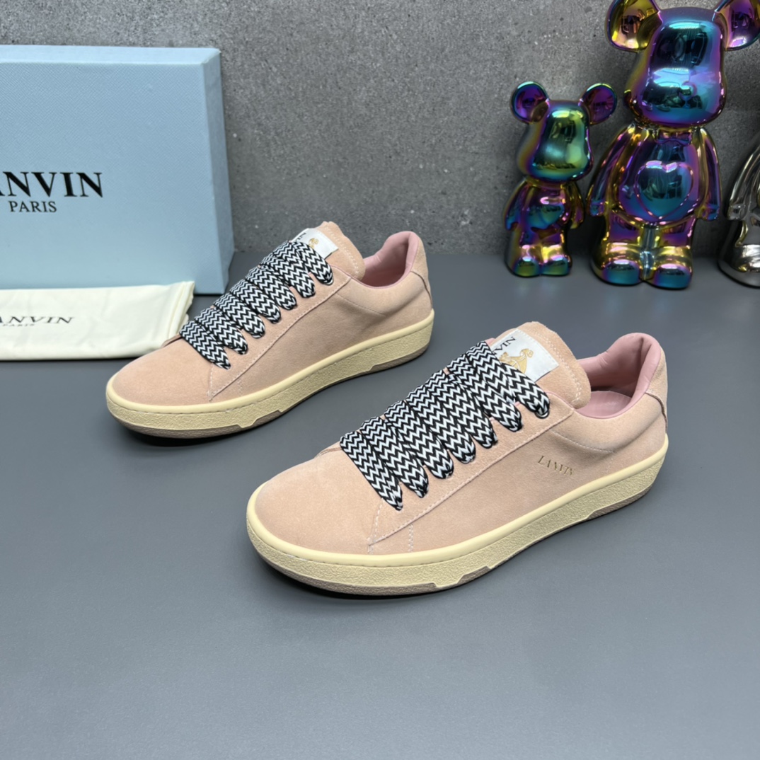 Lanvin Suede Low-Top Sneakers Beige