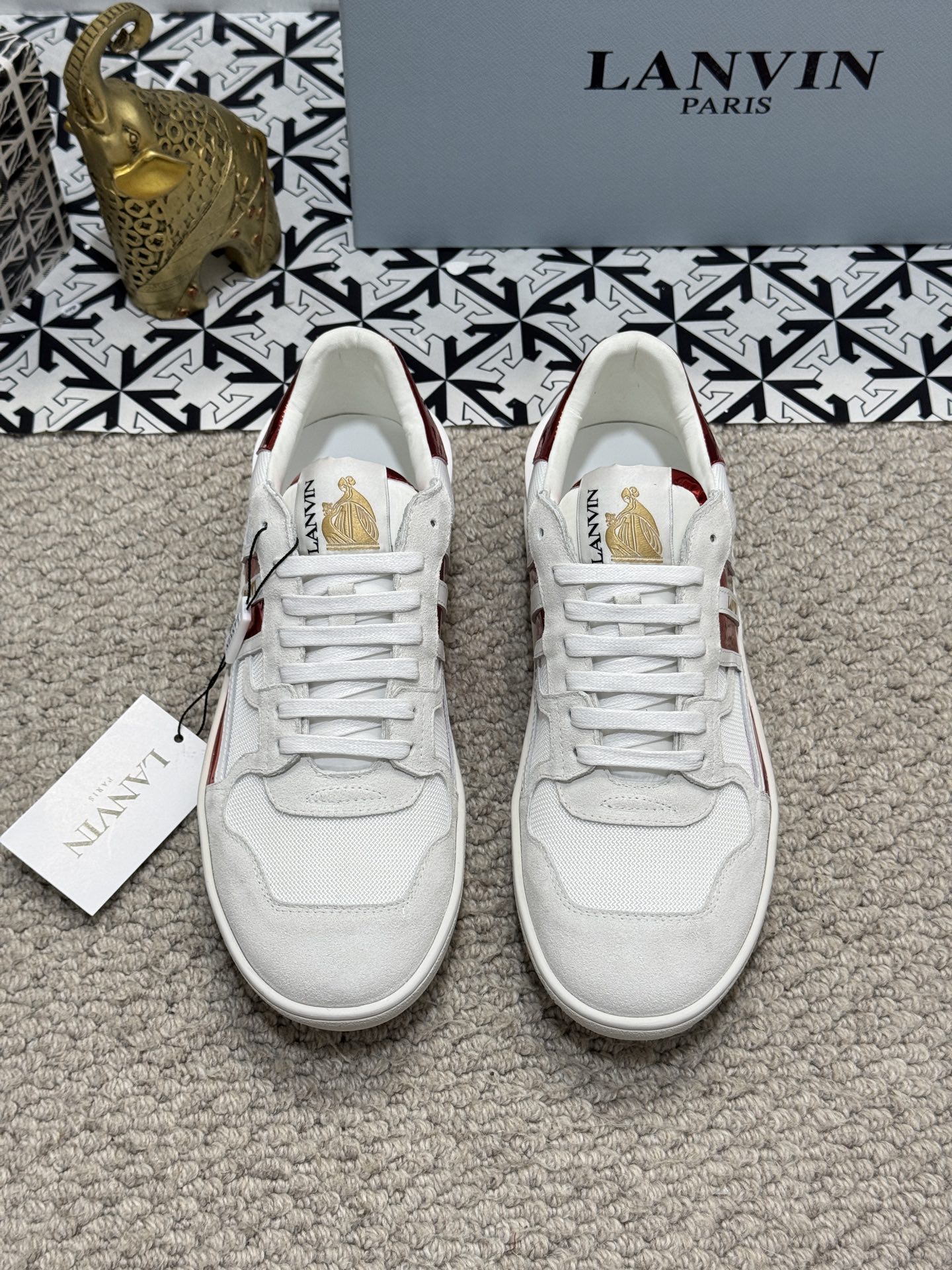 Lanvin Suede Panel Sneakers Red