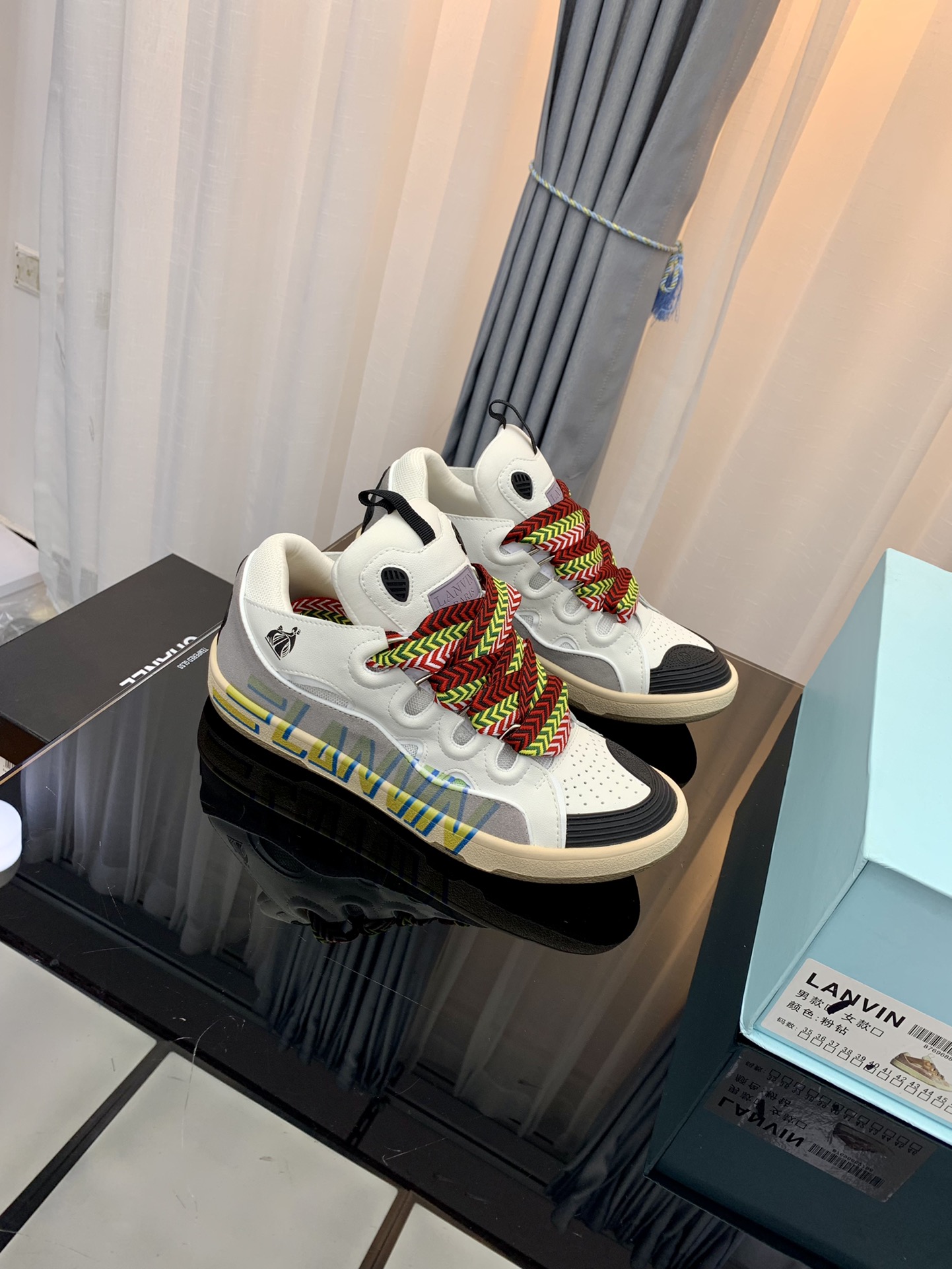 Lanvin Curb Low Sneakers Multicolor Laces White/Grey