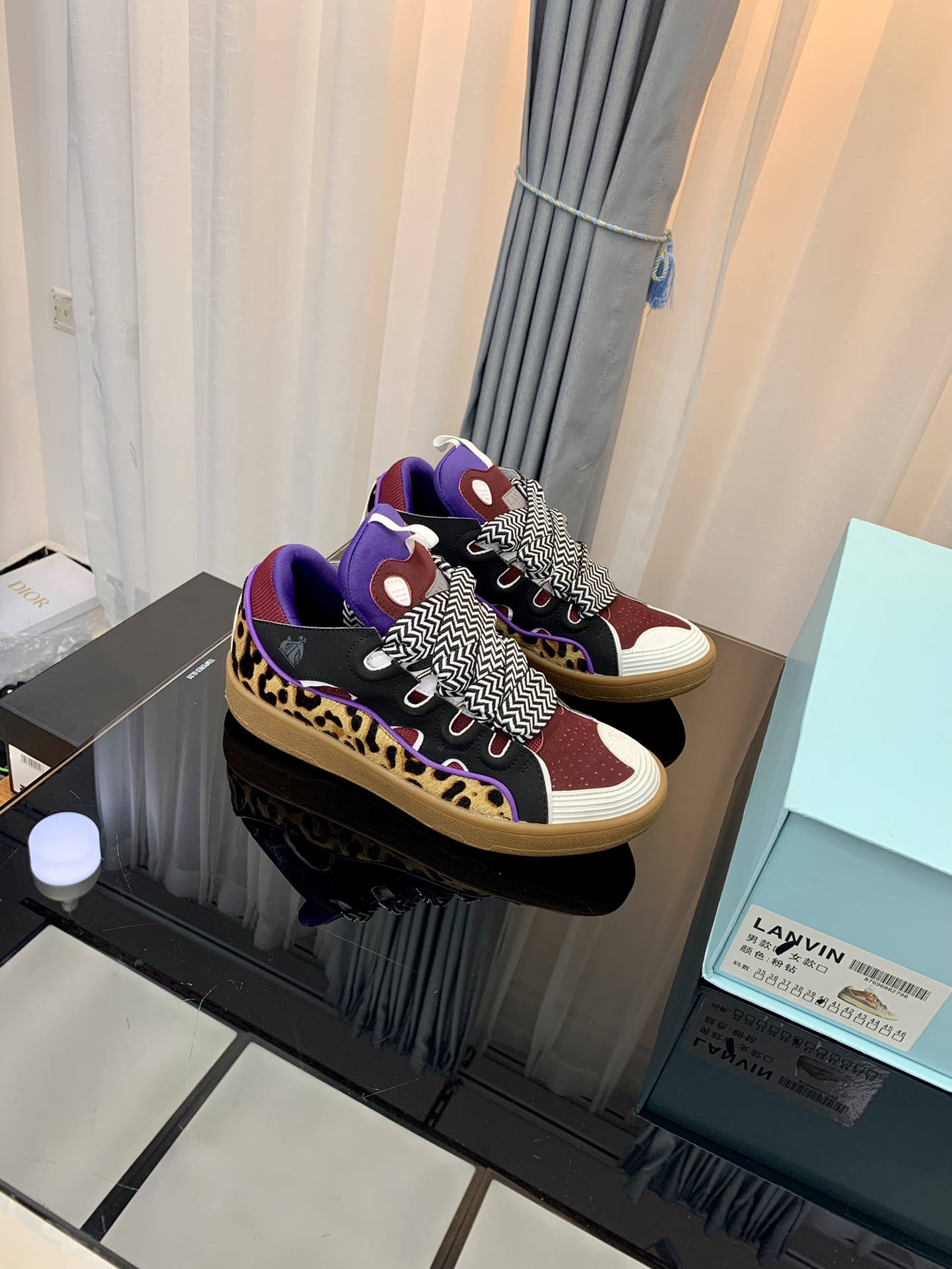 LANVIN Curb Low Sneakers Leopard Multicolor