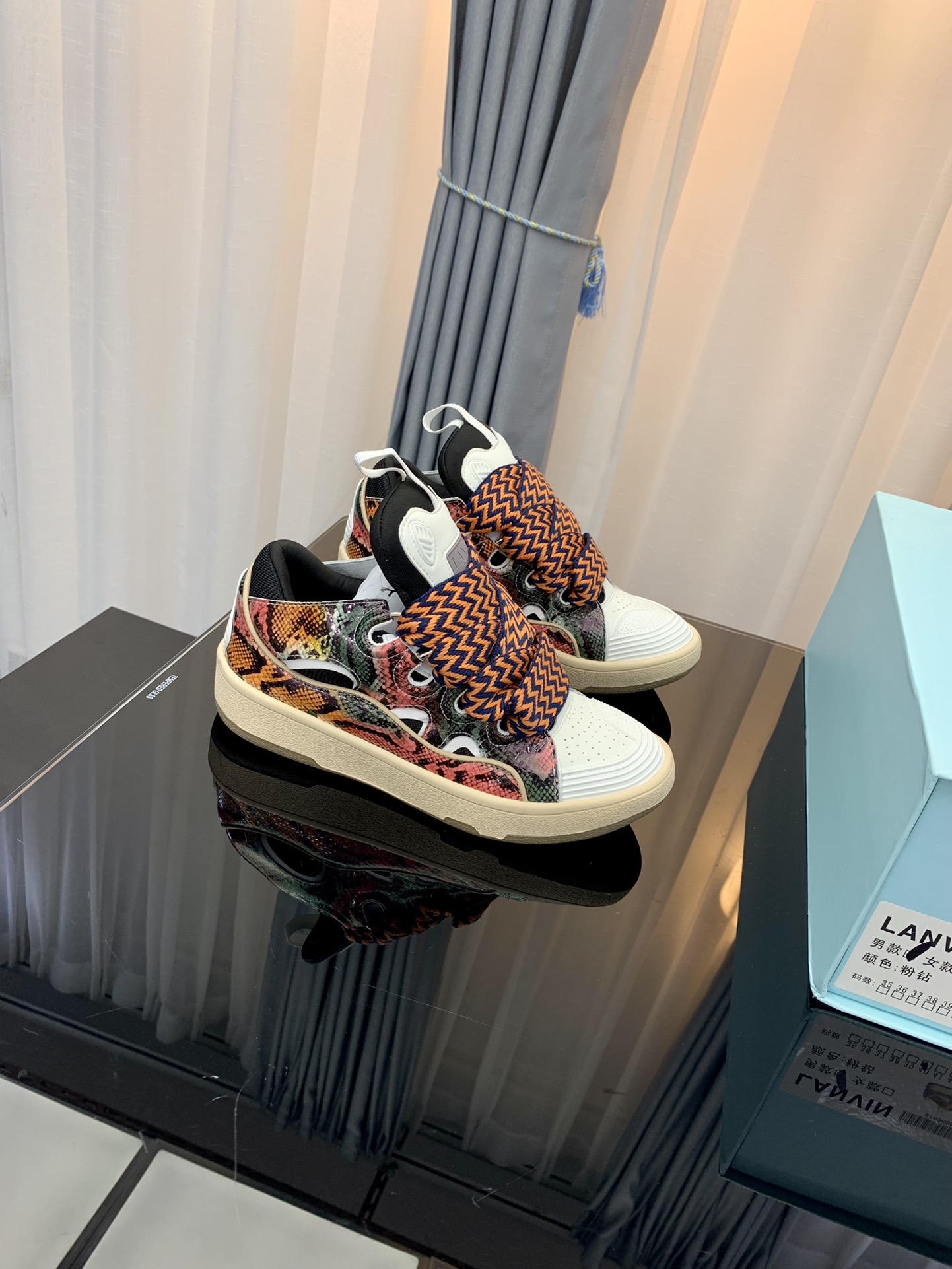 Lanvin Leather Suede Sneakers Multicolor