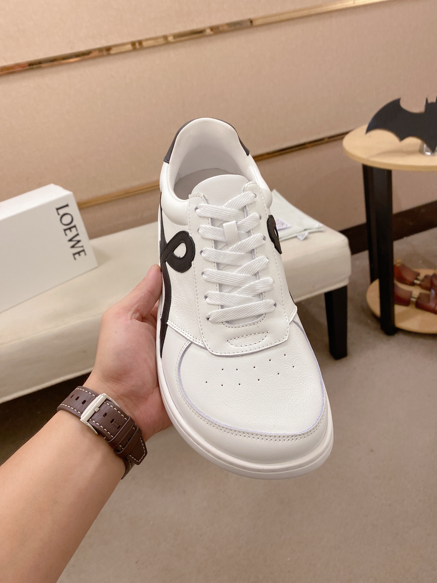 Loewe Leather Trainer Sneaker White/Black