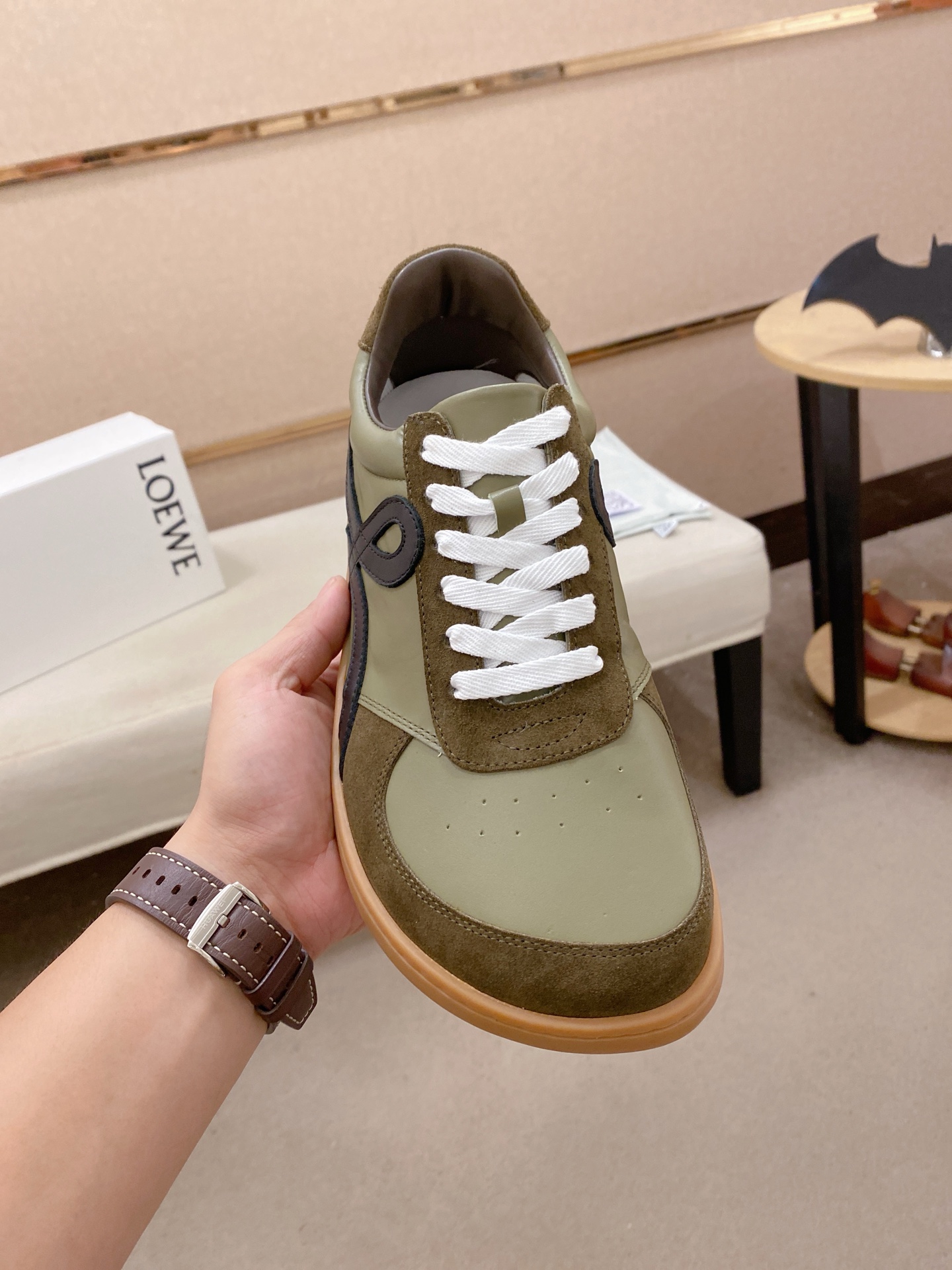 Loewe Leather Low-Top Trainers Green