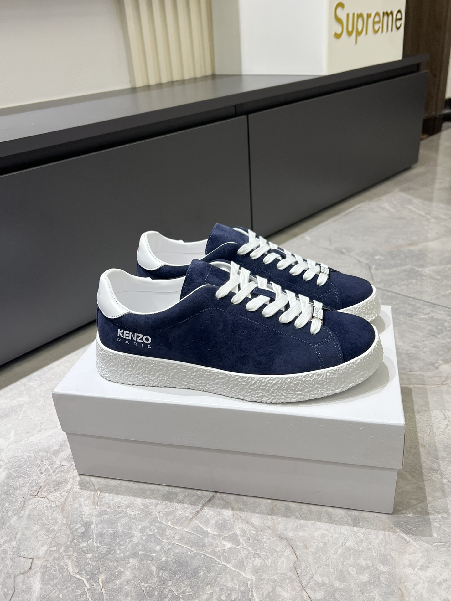 Kenzo Paris Suede Low-Top Sneakers Navy