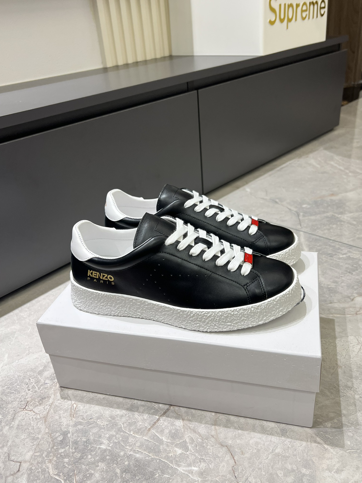 Kenzo Leather Low-Top Sneakers Black