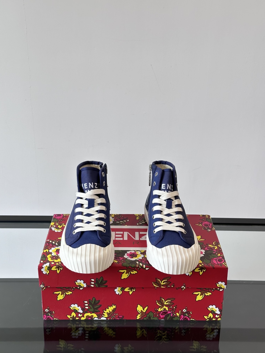Kenzo Tiger Canvas High-Top Sneakers Navy