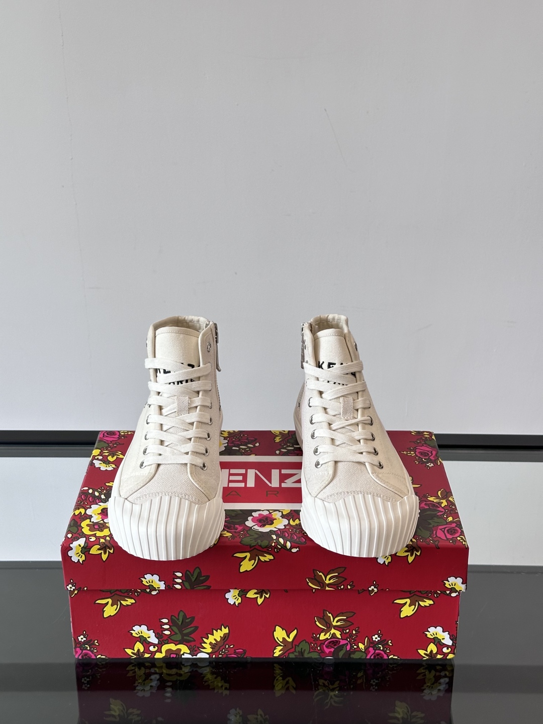 Kenzo Canvas High-Top Sneakers Beige