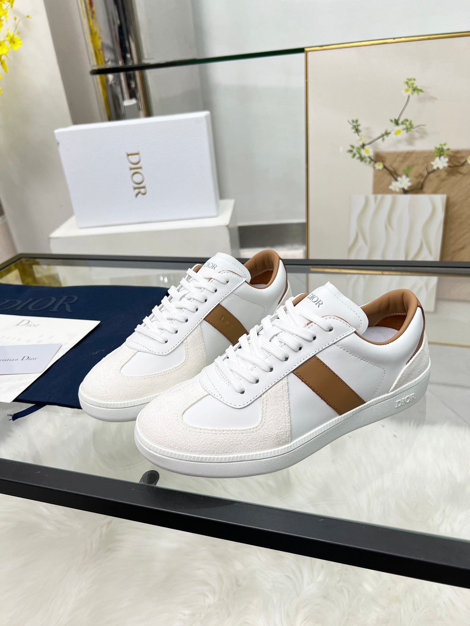 Dior B01 Trainer Sneakers White/Tan