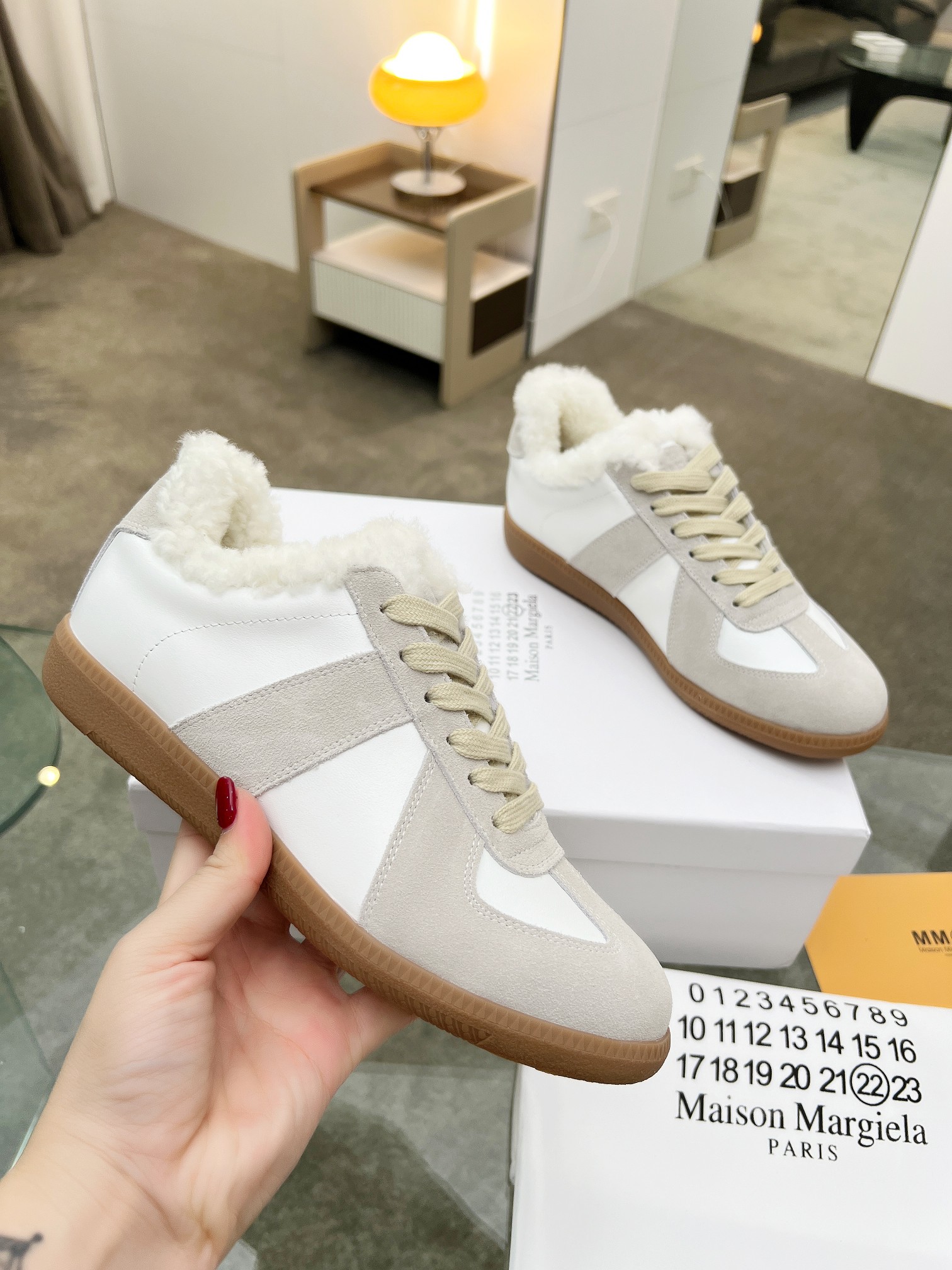MM6 Shearling GAT Sneakers White