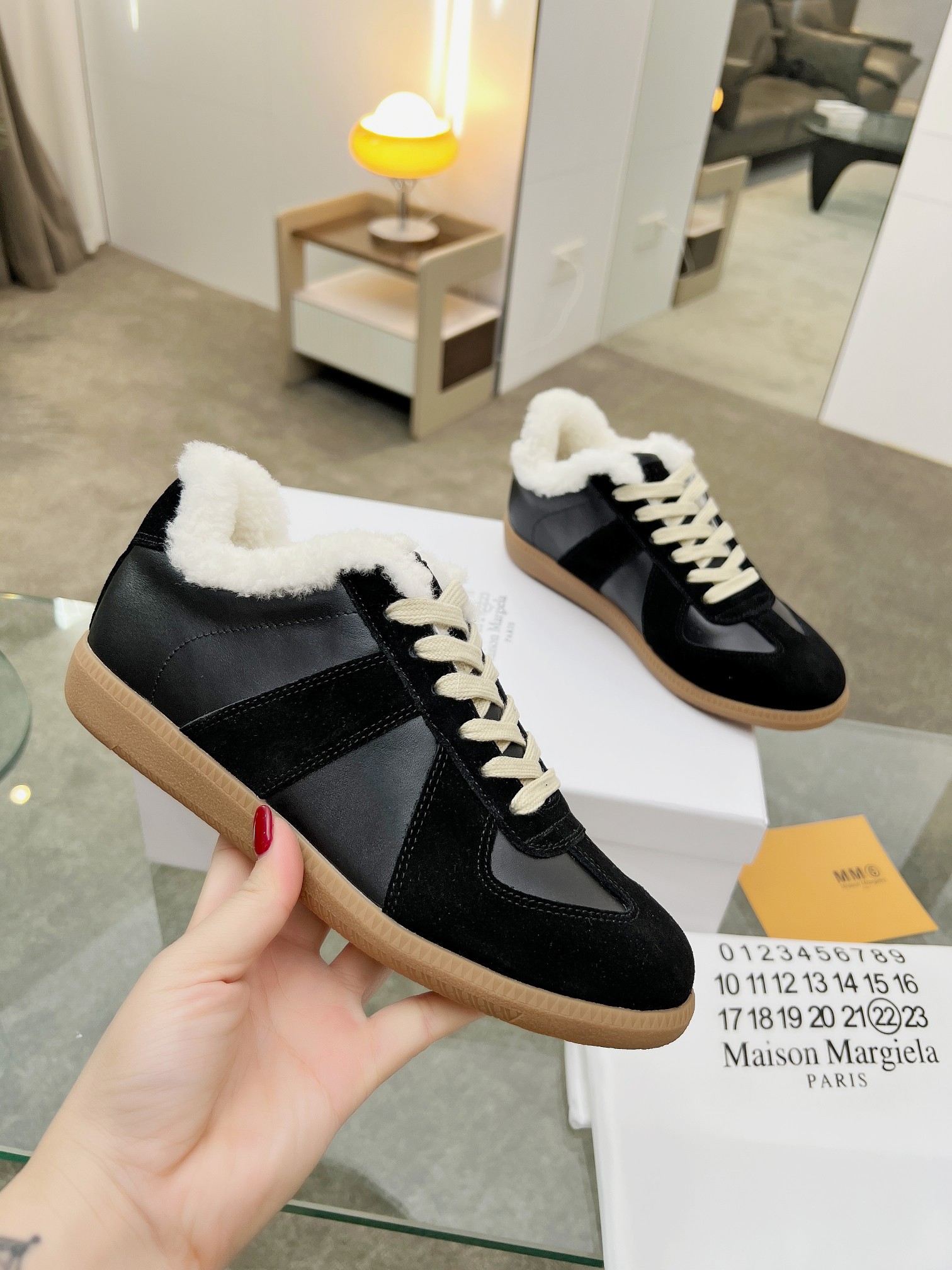 MM6 Shearling GAT Trainers Black