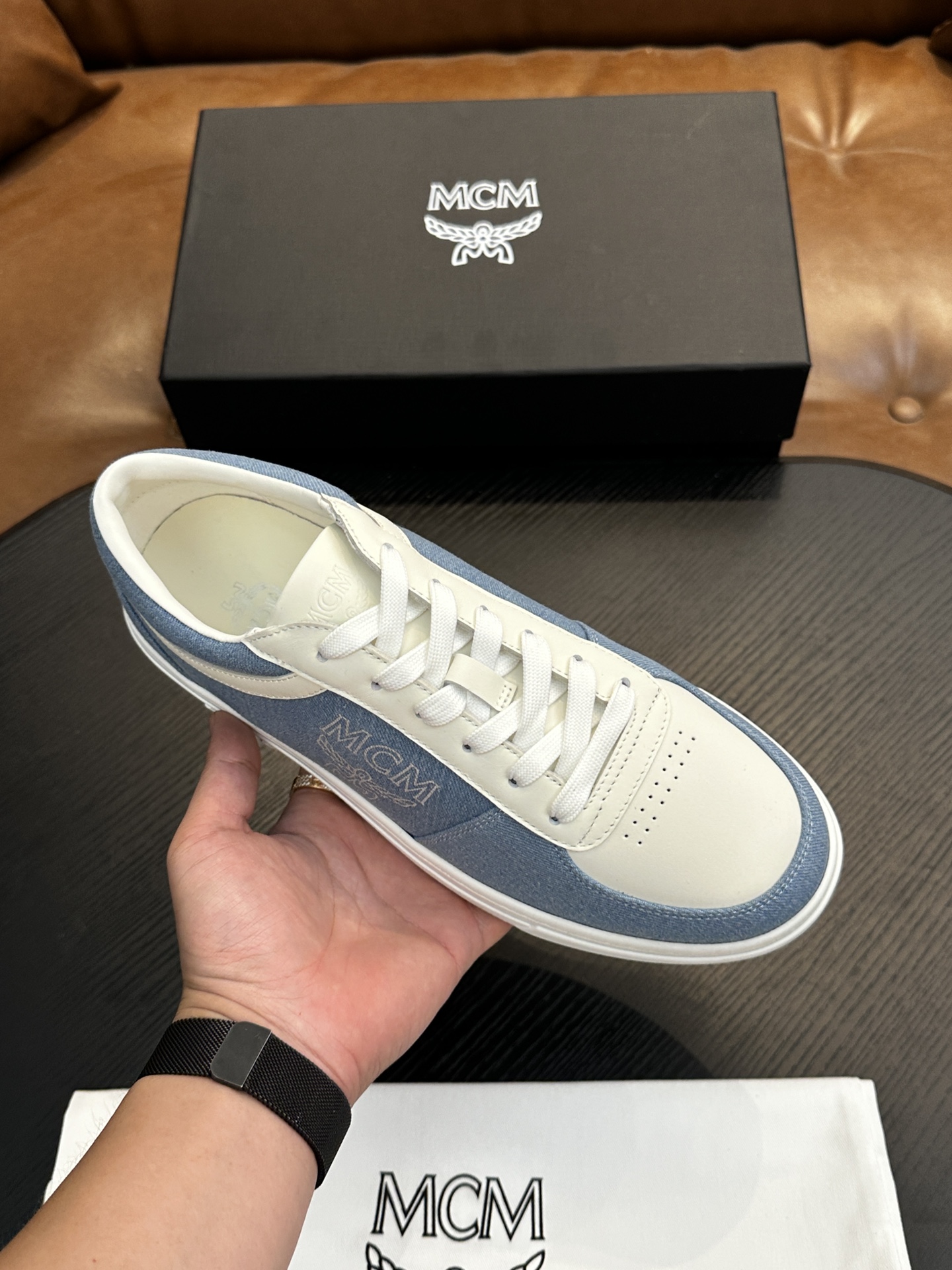MCM Skystream Monogram Sneaker Blue