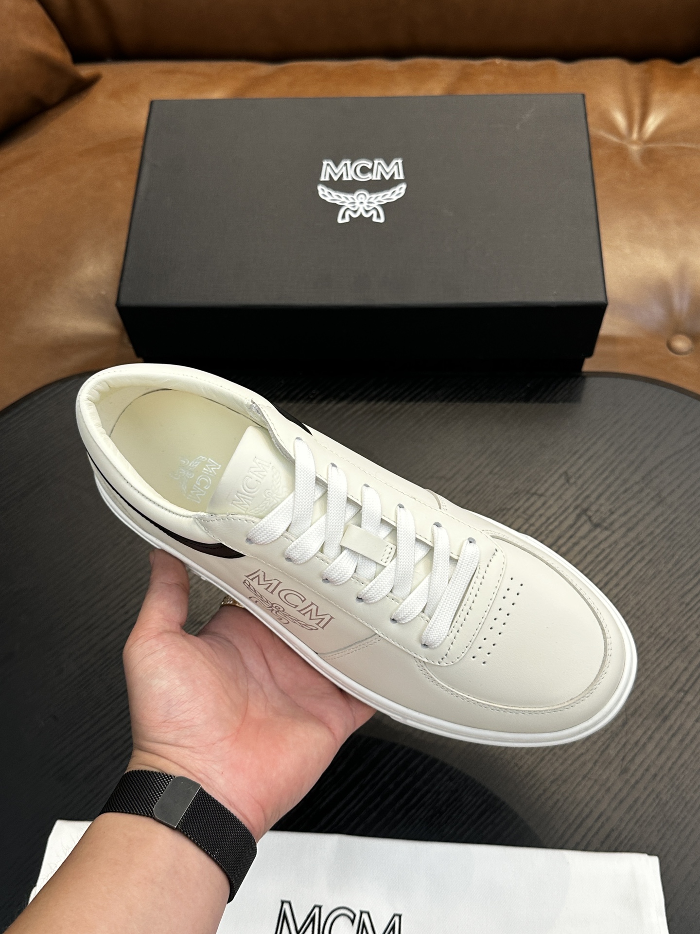 MCM Skystream Cubic Monogram Sneakers White/Black