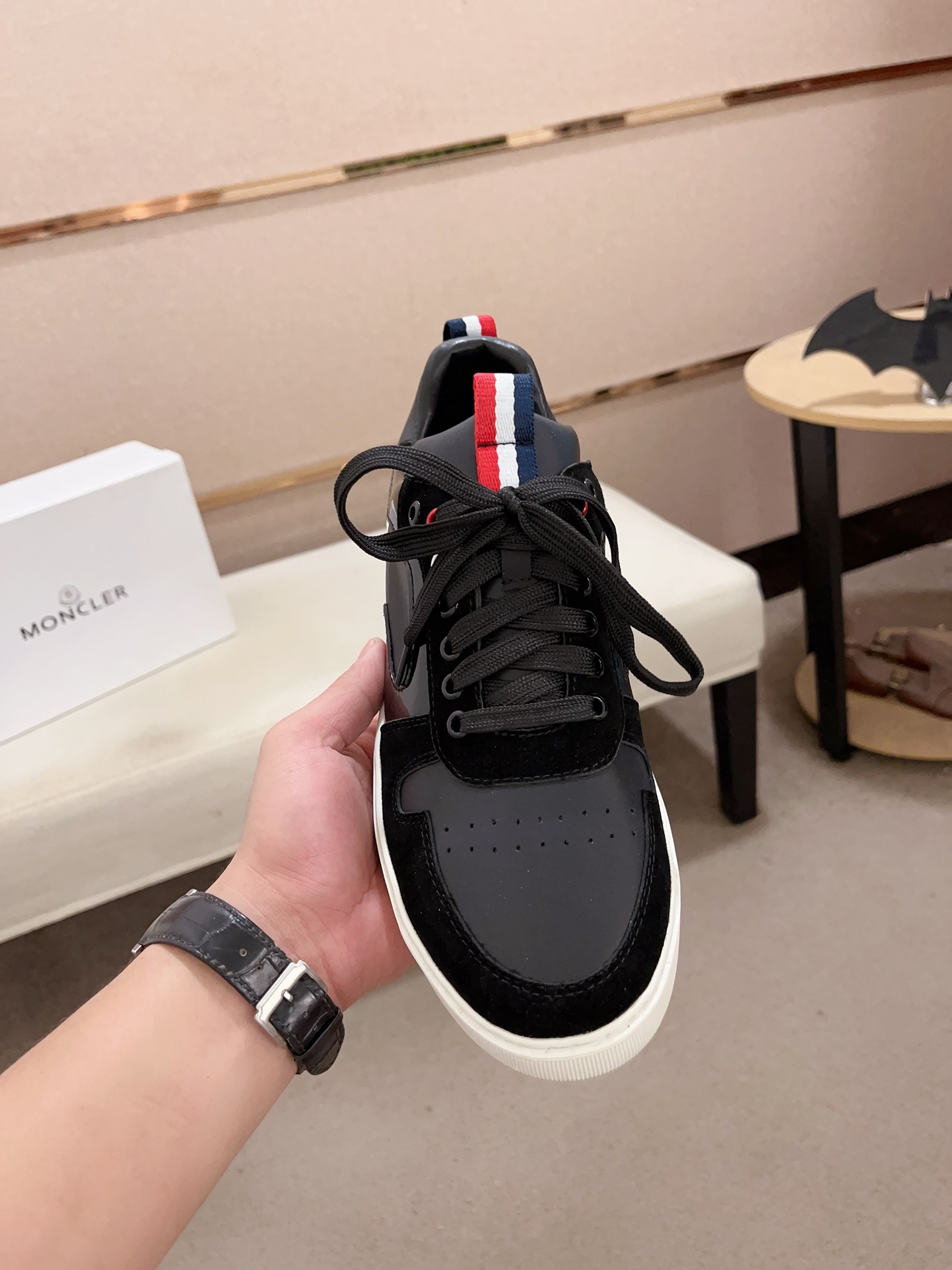 Moncler Lunarove Lace-Up Sneakers Black