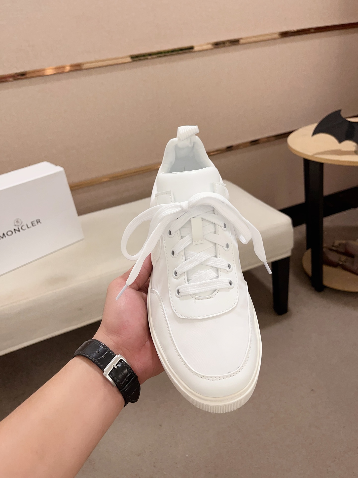 Moncler Lunarove Lace-Up Sneakers White
