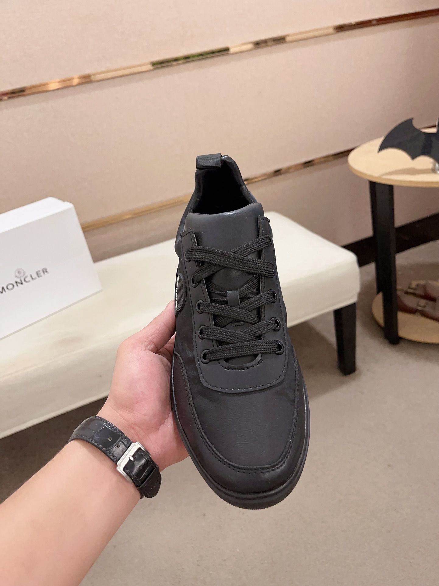 Moncler Lunarove Lace-Up Sneakers Black