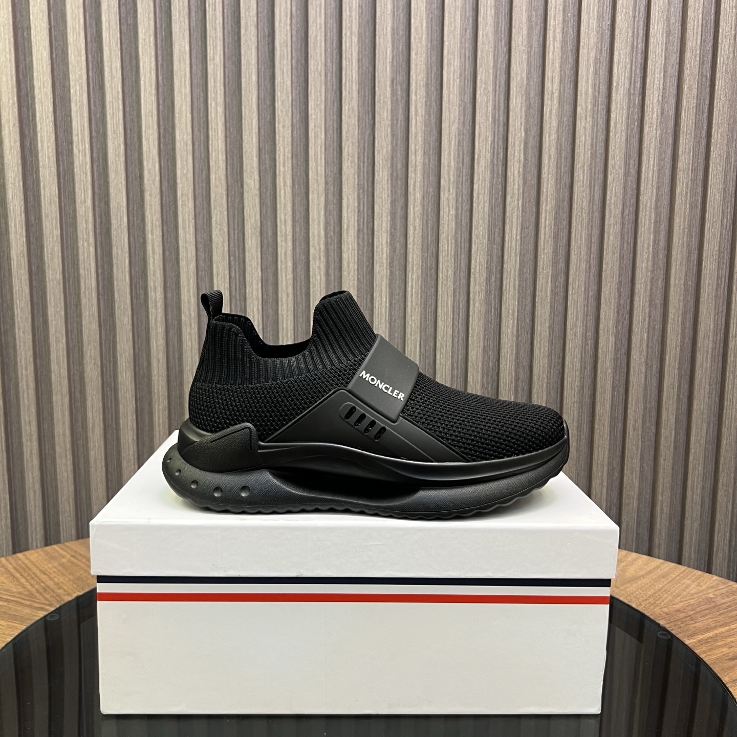 Moncler Knit Slip-On Sneakers Black